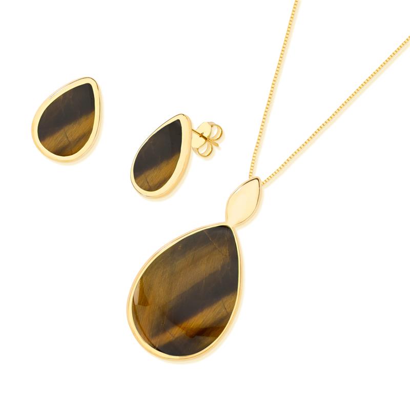 CONJUNTO FOLHEADO A OURO