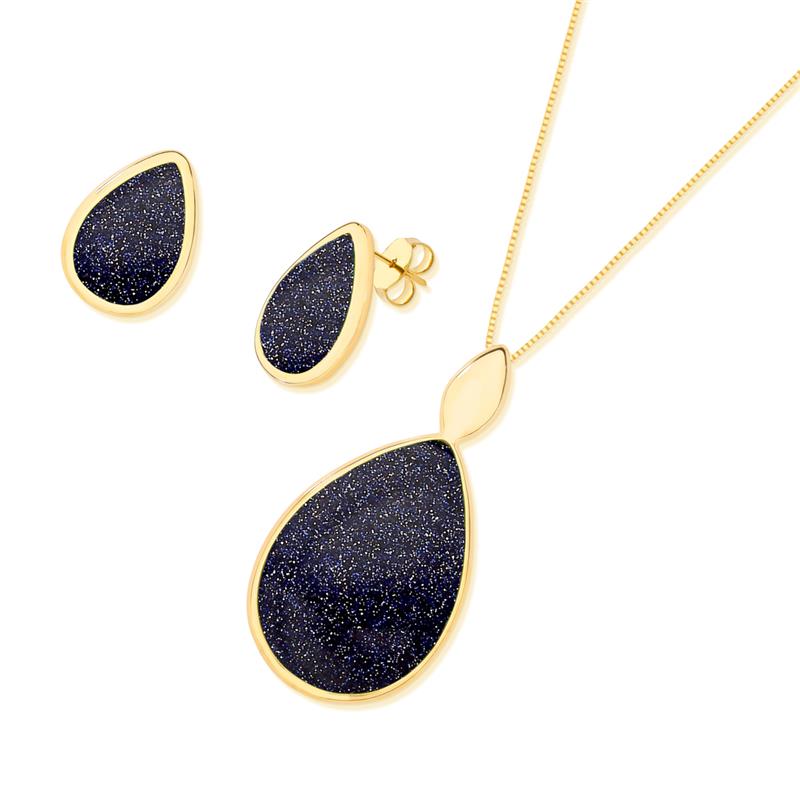 CONJUNTO FOLHEADO A OURO