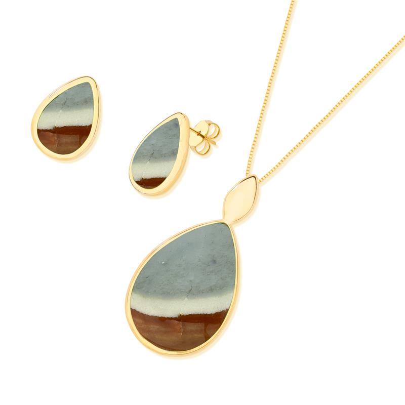 CONJUNTO FOLHEADO A OURO