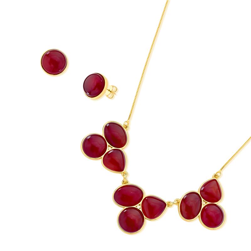 CONJUNTO FOLHEADO A OURO