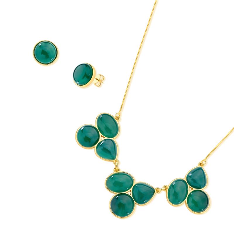 CONJUNTO FOLHEADO A OURO