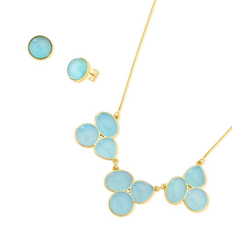 CONJUNTO FOLHEADO A OURO