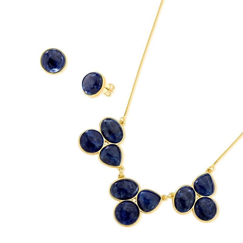 CONJUNTO FOLHEADO A OURO