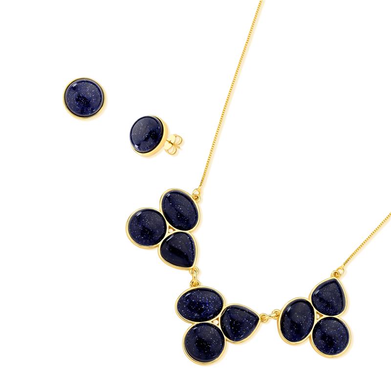 CONJUNTO FOLHEADO A OURO