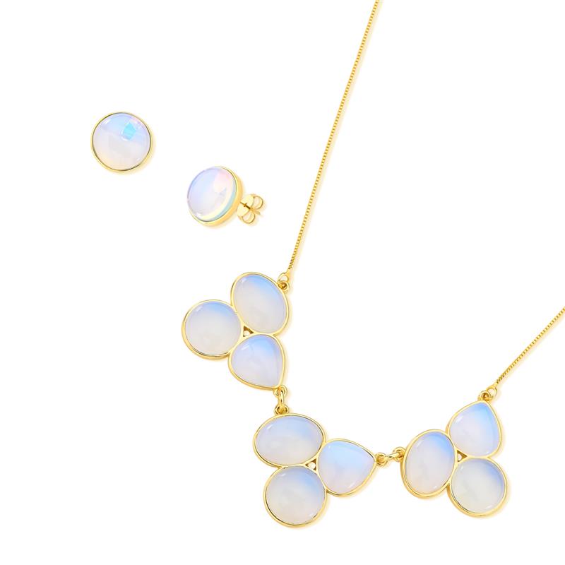 CONJUNTO FOLHEADO A OURO