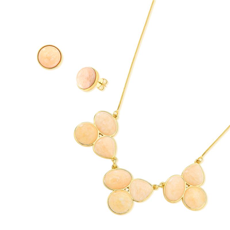 CONJUNTO FOLHEADO A OURO