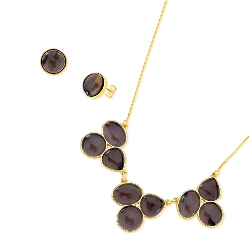 CONJUNTO FOLHEADO A OURO