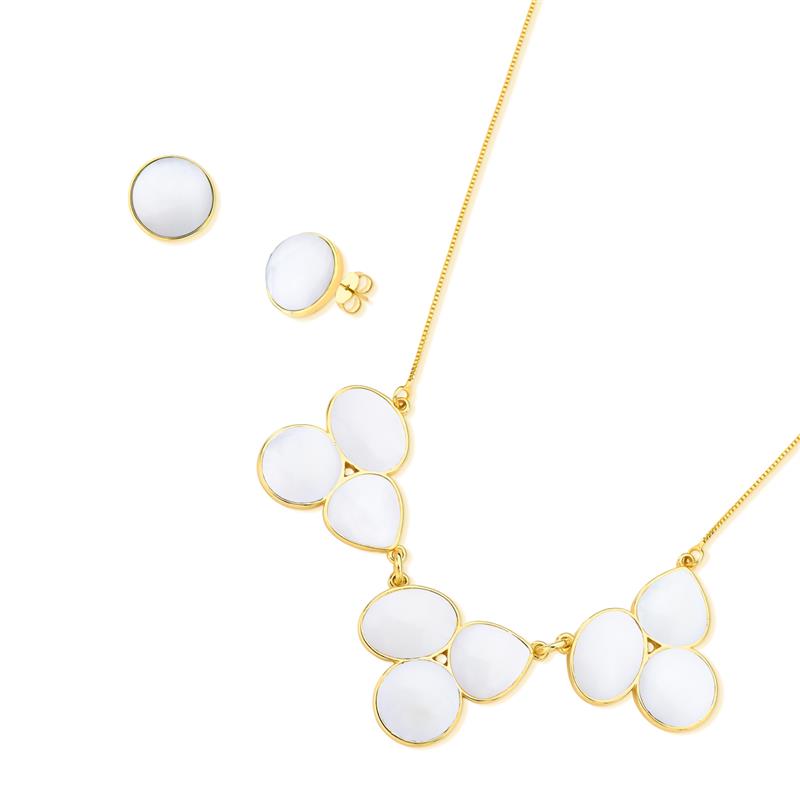 CONJUNTO FOLHEADO A OURO