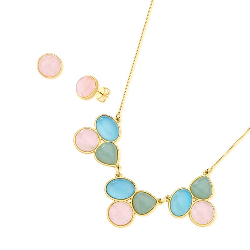 CONJUNTO FOLHEADO A OURO