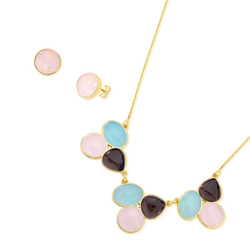 CONJUNTO FOLHEADO A OURO