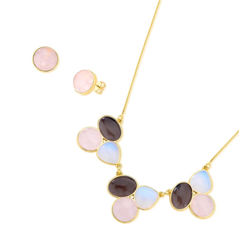 CONJUNTO FOLHEADO A OURO