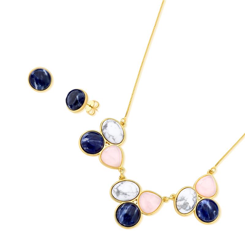 CONJUNTO FOLHEADO A OURO