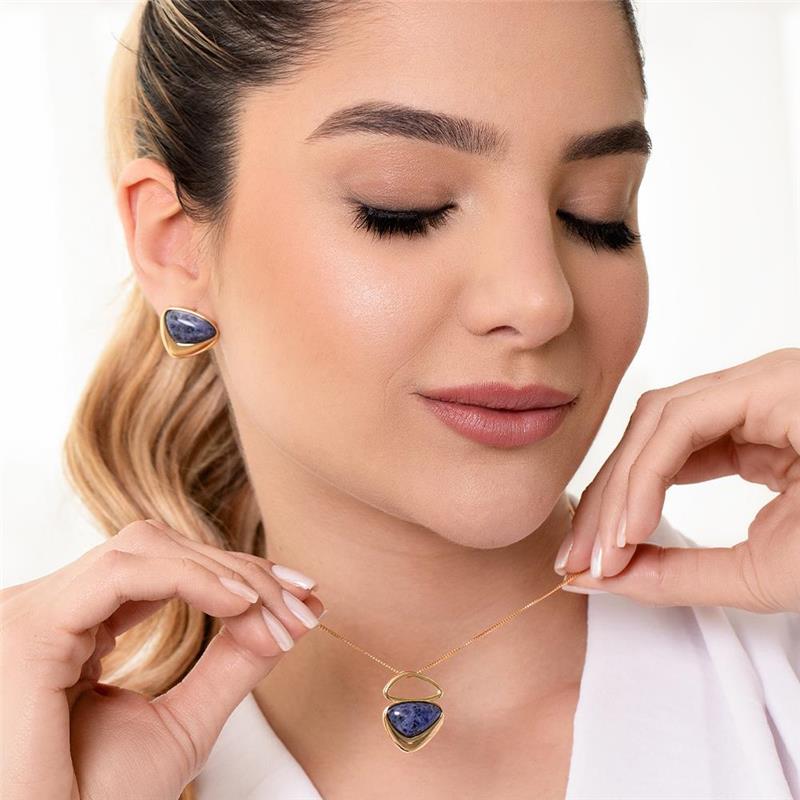 CONJUNTO FOLHEADO A OURO