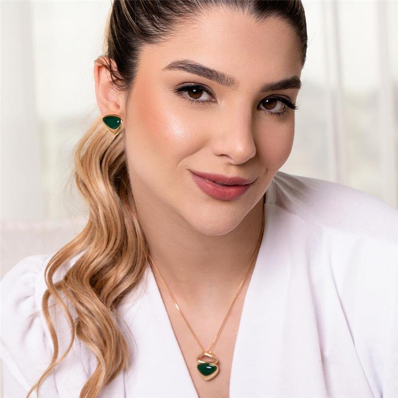 CONJUNTO FOLHEADO A OURO