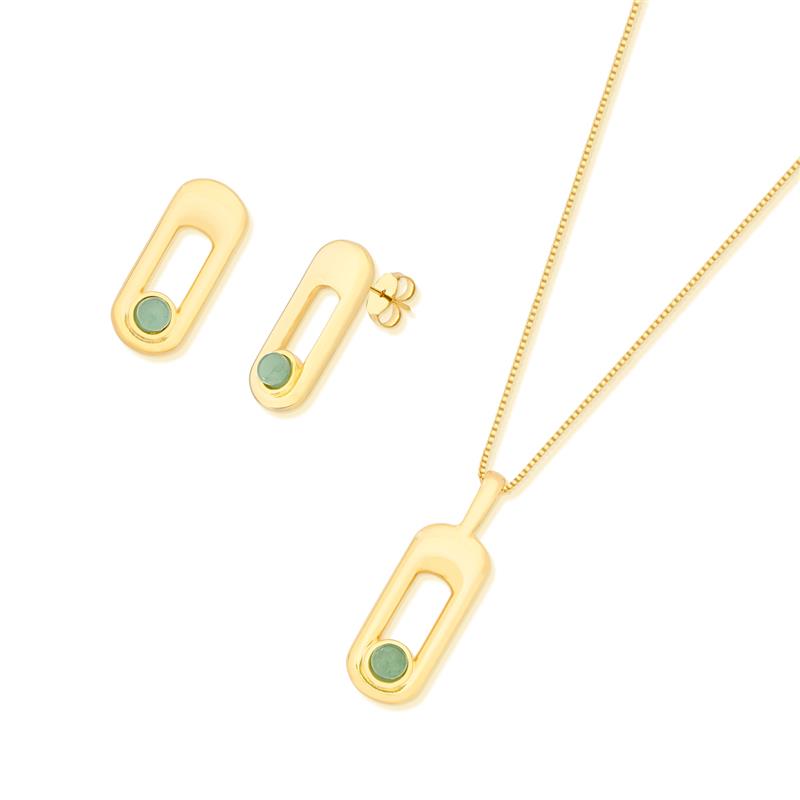 CONJUNTO FOLHEADO A OURO