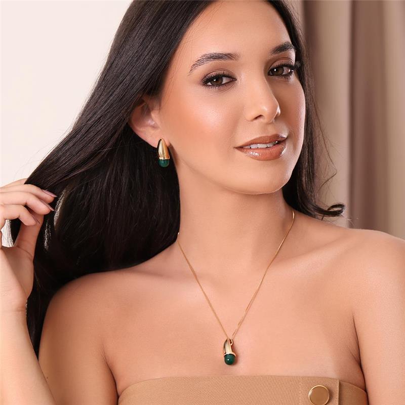 CONJUNTO FOLHEADO A OURO