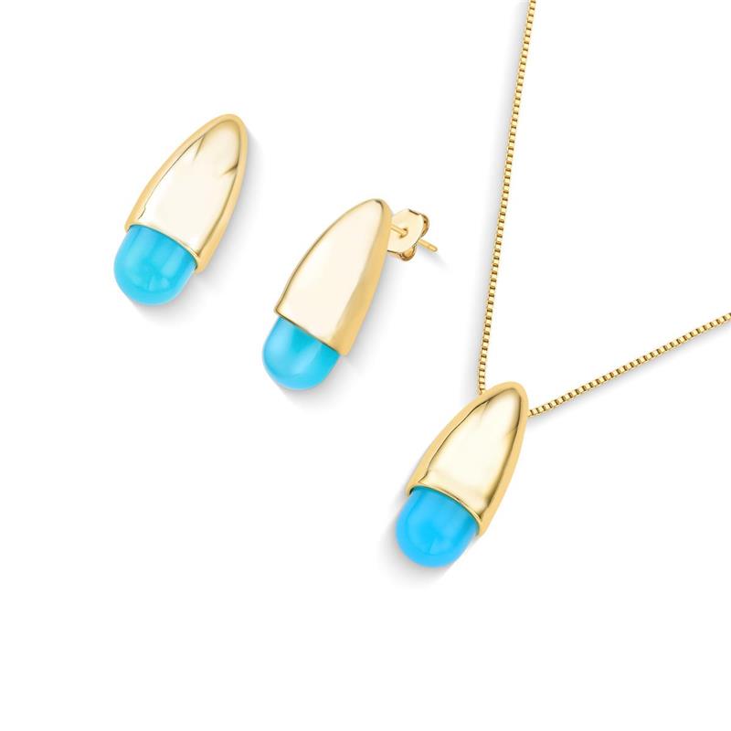 CONJUNTO FOLHEADO A OURO