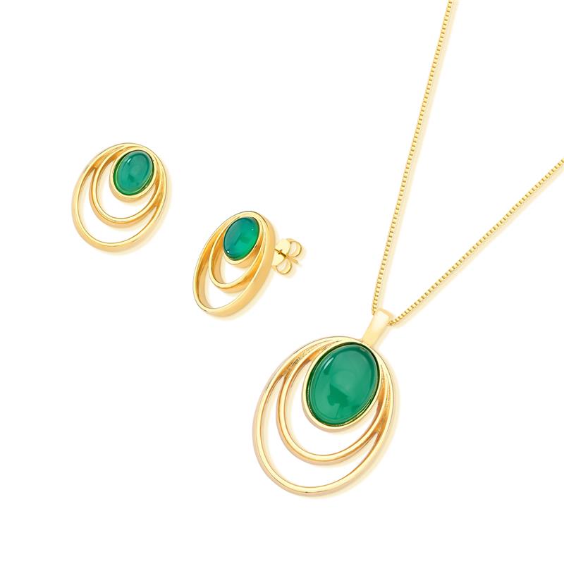 CONJUNTO FOLHEADO A OURO