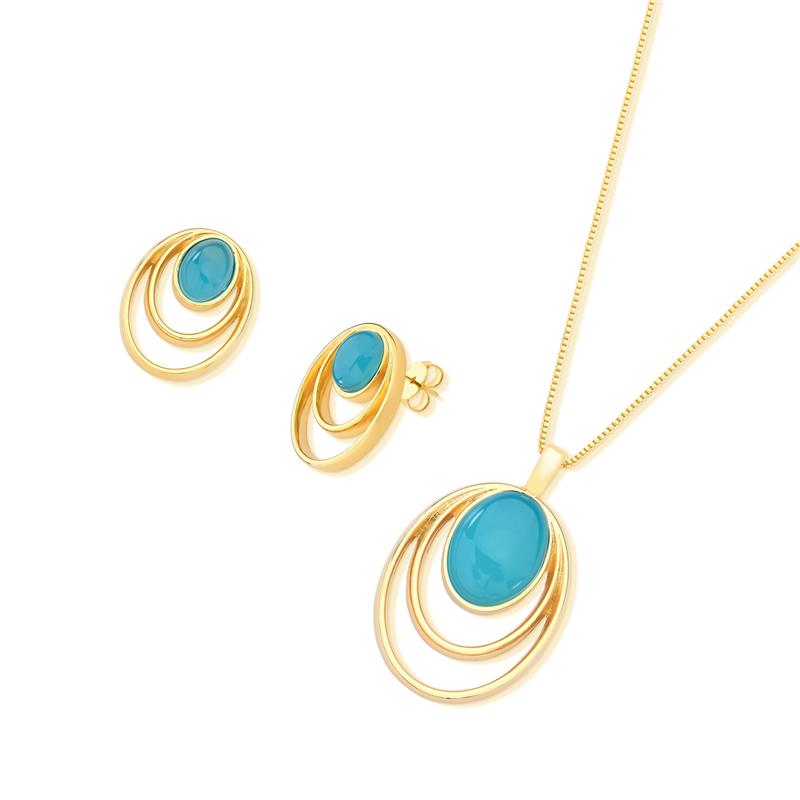 CONJUNTO FOLHEADO A OURO