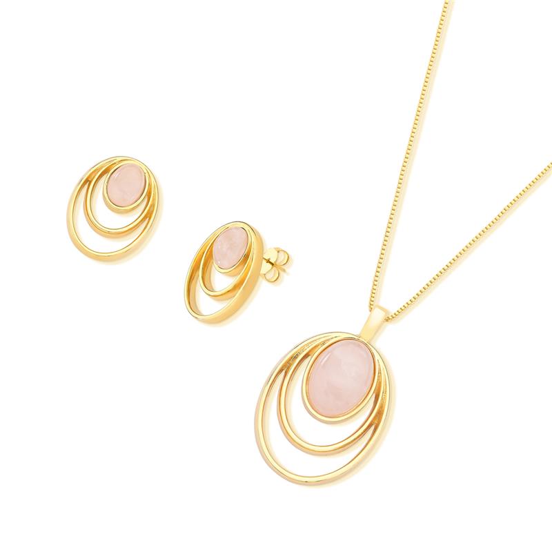 CONJUNTO FOLHEADO A OURO