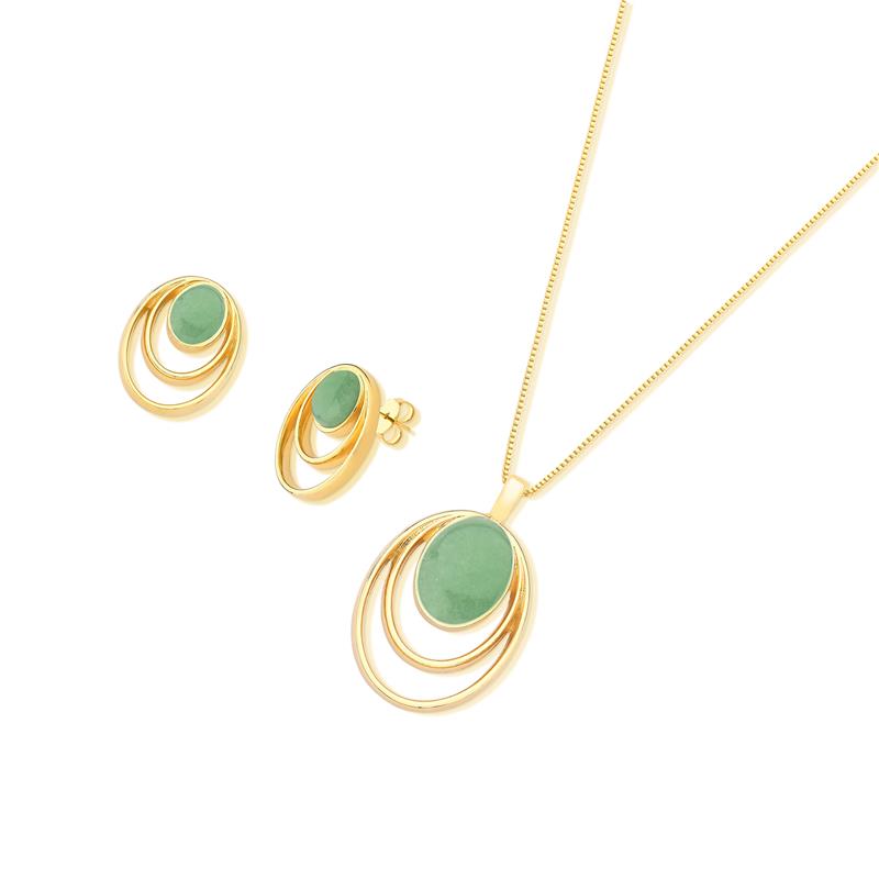 CONJUNTO FOLHEADO A OURO