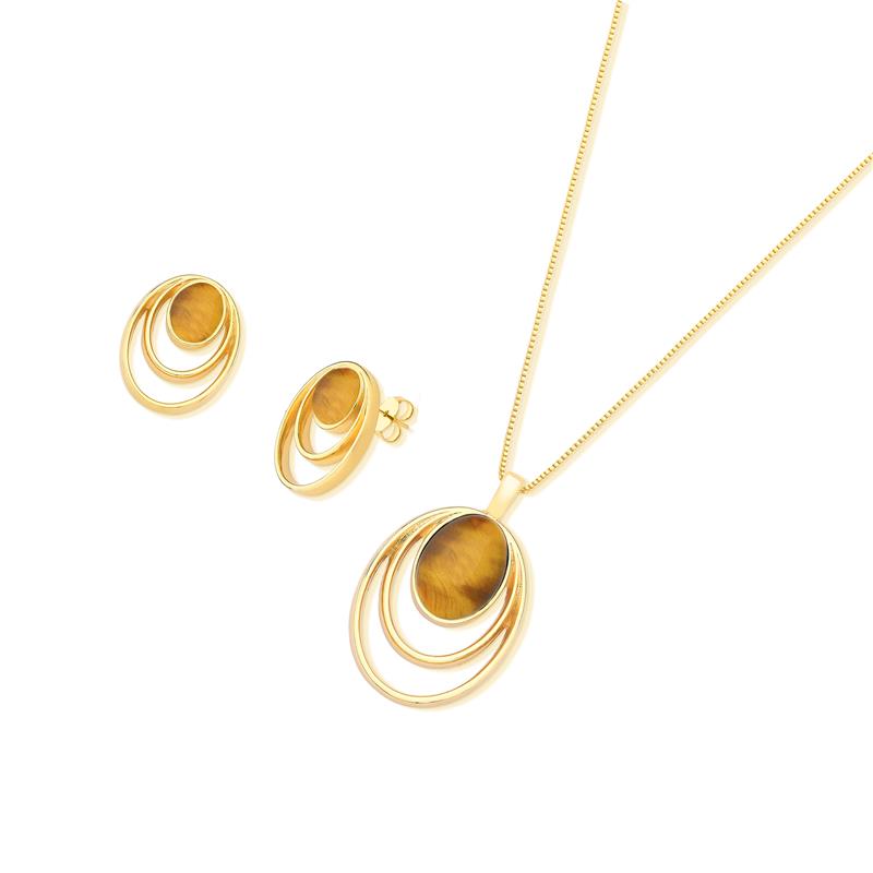 CONJUNTO FOLHEADO A OURO