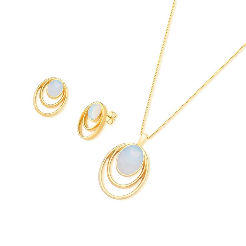 CONJUNTO FOLHEADO A OURO