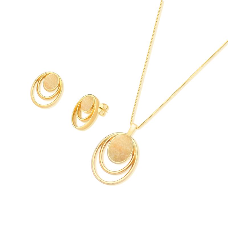 CONJUNTO FOLHEADO A OURO