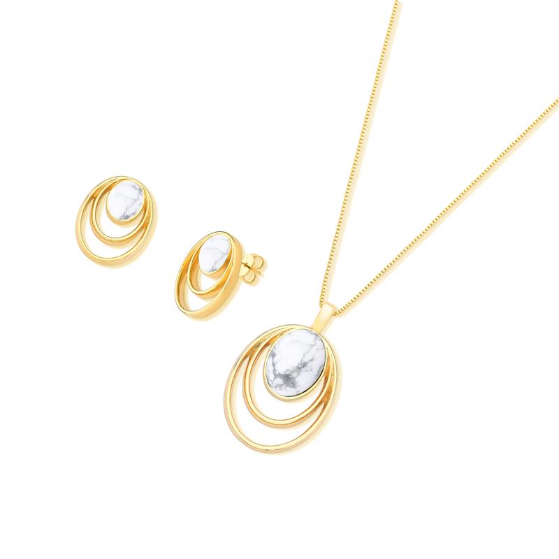 CONJUNTO FOLHEADO A OURO