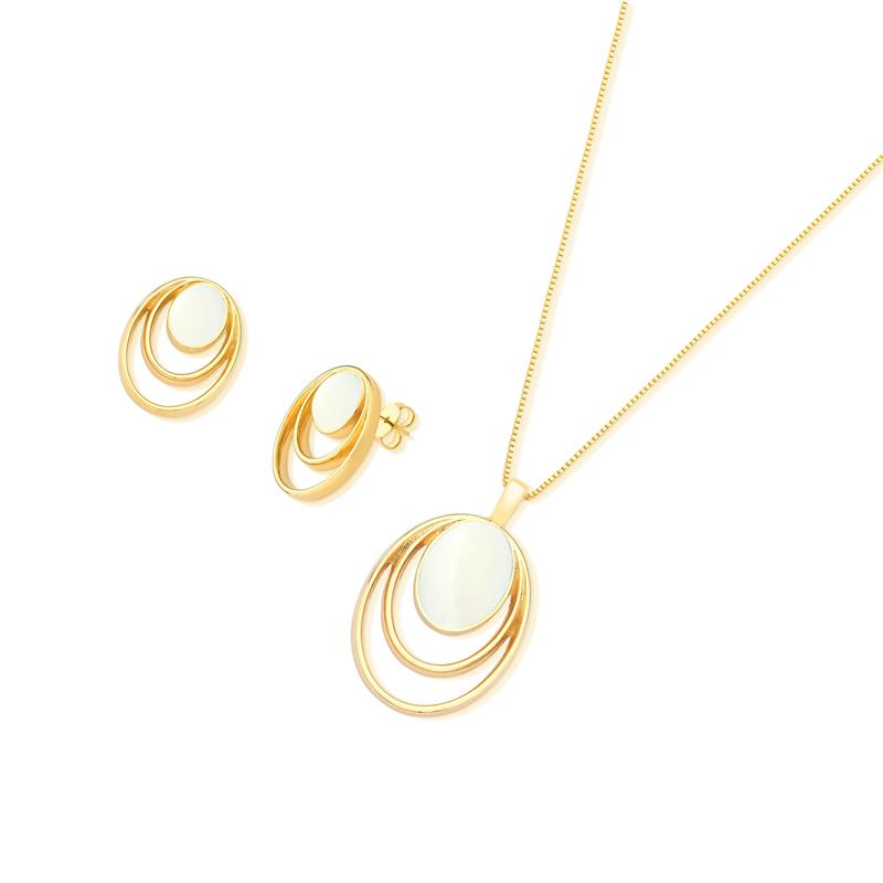 CONJUNTO FOLHEADO A OURO