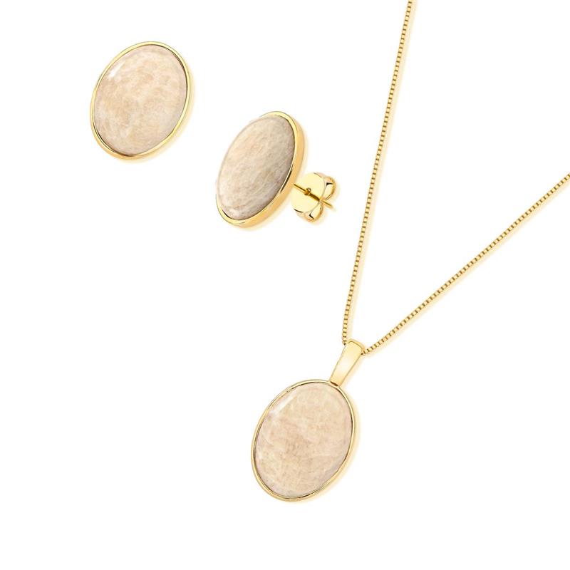 CONJUNTO FOLHEADO A OURO