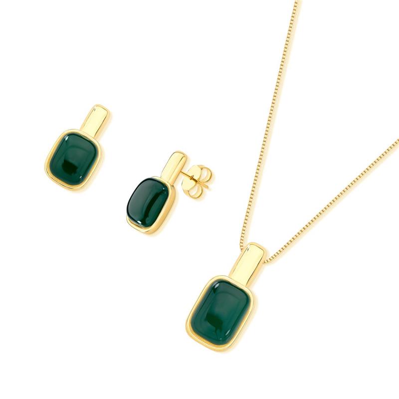 CONJUNTO FOLHEADO A OURO