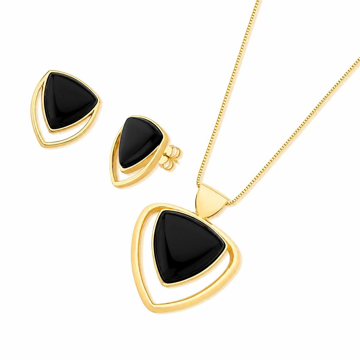 CONJUNTO FOLHEADO A OURO