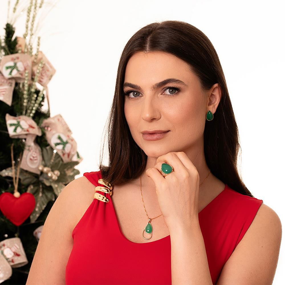 CONJUNTO FOLHEADO A OURO