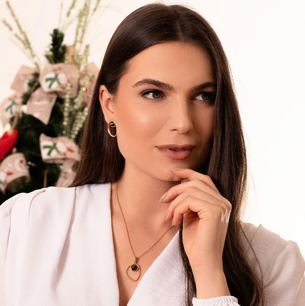 CONJUNTO FOLHEADO A OURO