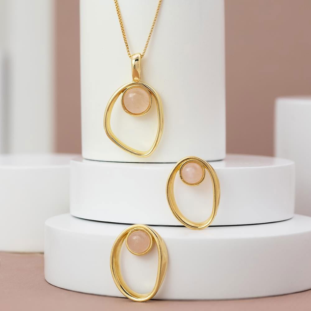 CONJUNTO FOLHEADO A OURO