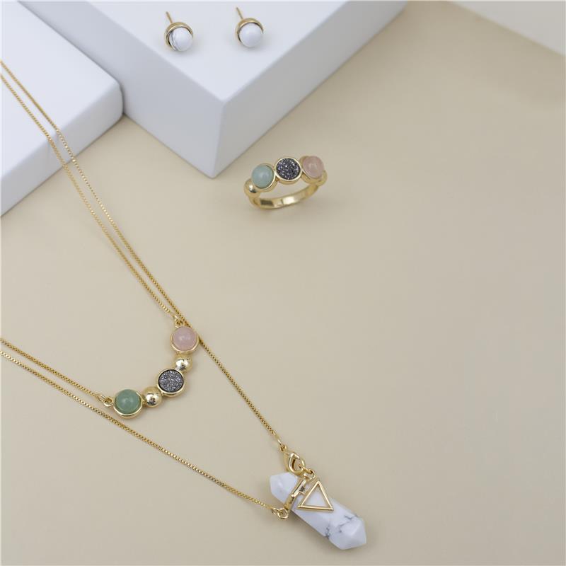 CONJUNTO FOLHEADO A OURO