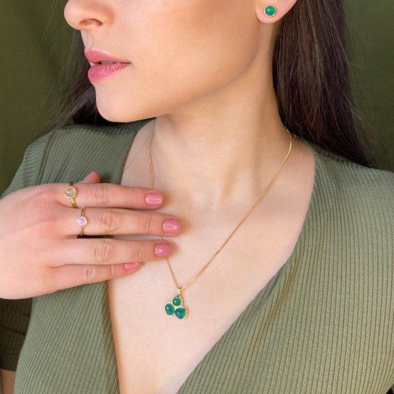 CONJUNTO FOLHEADO A OURO