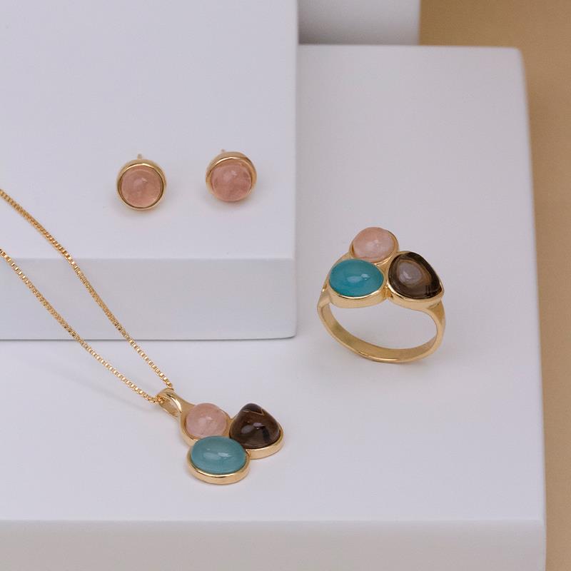 CONJUNTO FOLHEADO A OURO