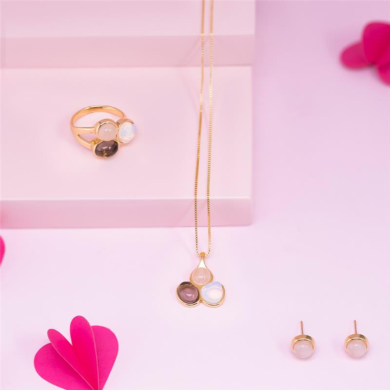 CONJUNTO FOLHEADO A OURO