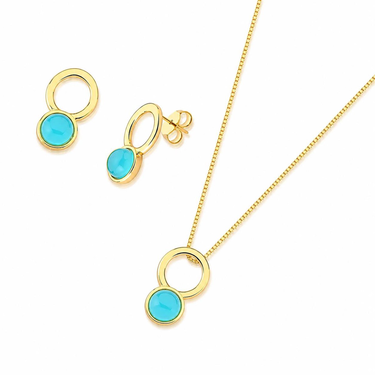 CONJUNTO FOLHEADO A OURO