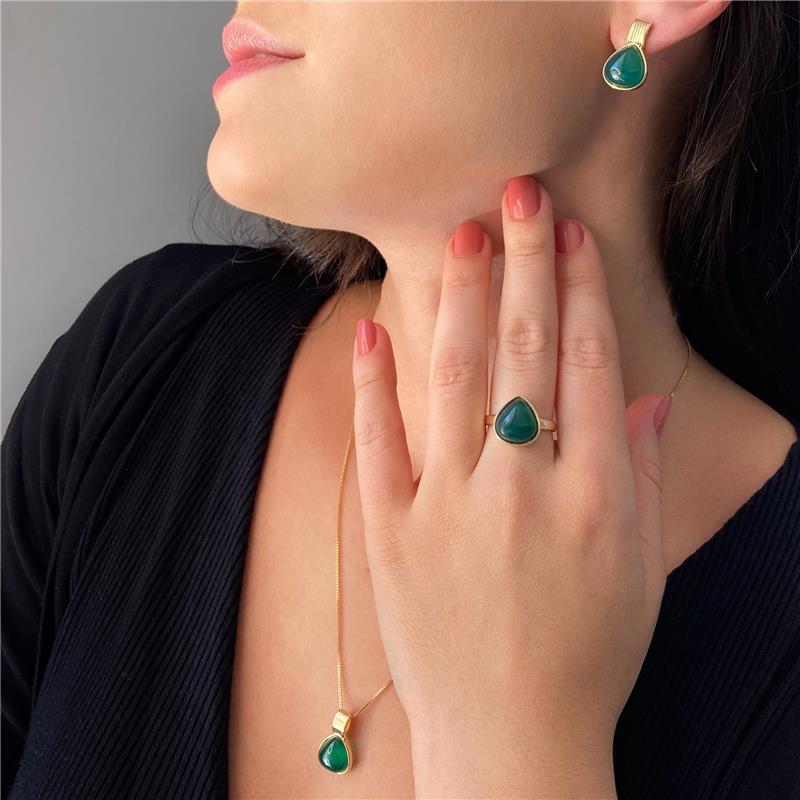 CONJUNTO FOLHEADO A OURO