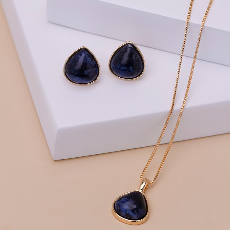 CONJUNTO FOLHEADO A OURO