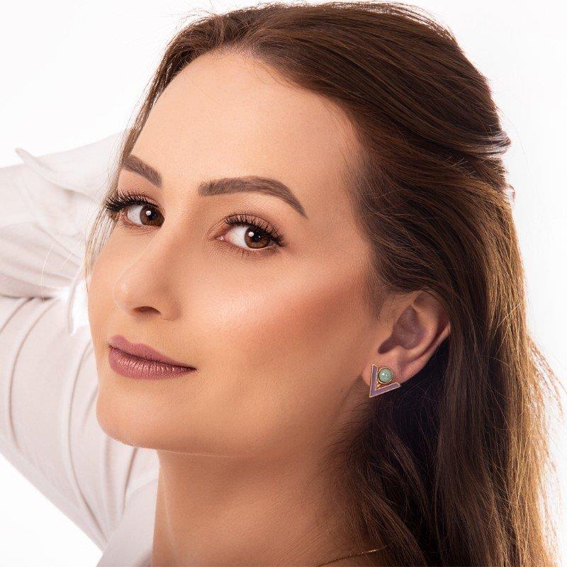 CONJUNTO FOLHEADO A OURO COM ESMALTE PRETO