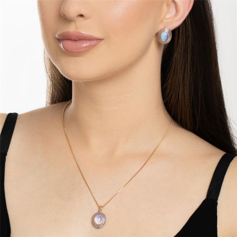 CONJUNTO FOLHEADO A OURO COM ESMALTE LILÁS