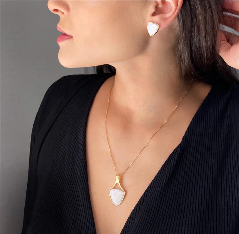 CONJUNTO FOLHEADO A OURO