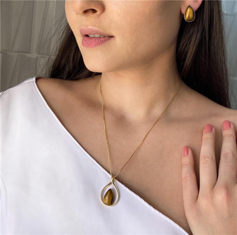 CONJUNTO FOLHEADO A OURO