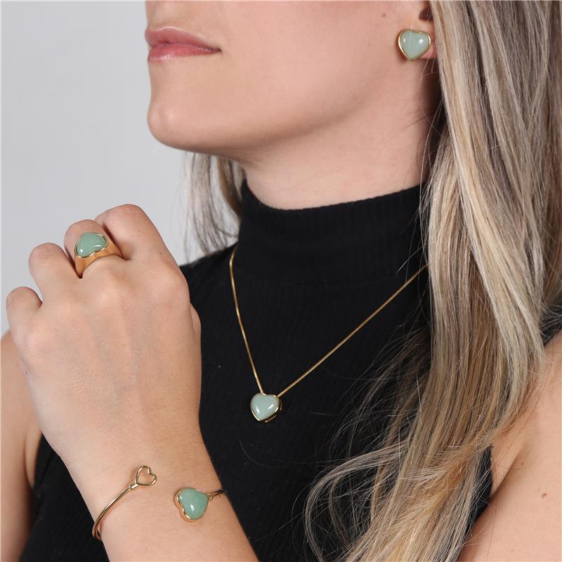 CONJUNTO FOLHEADO A OURO