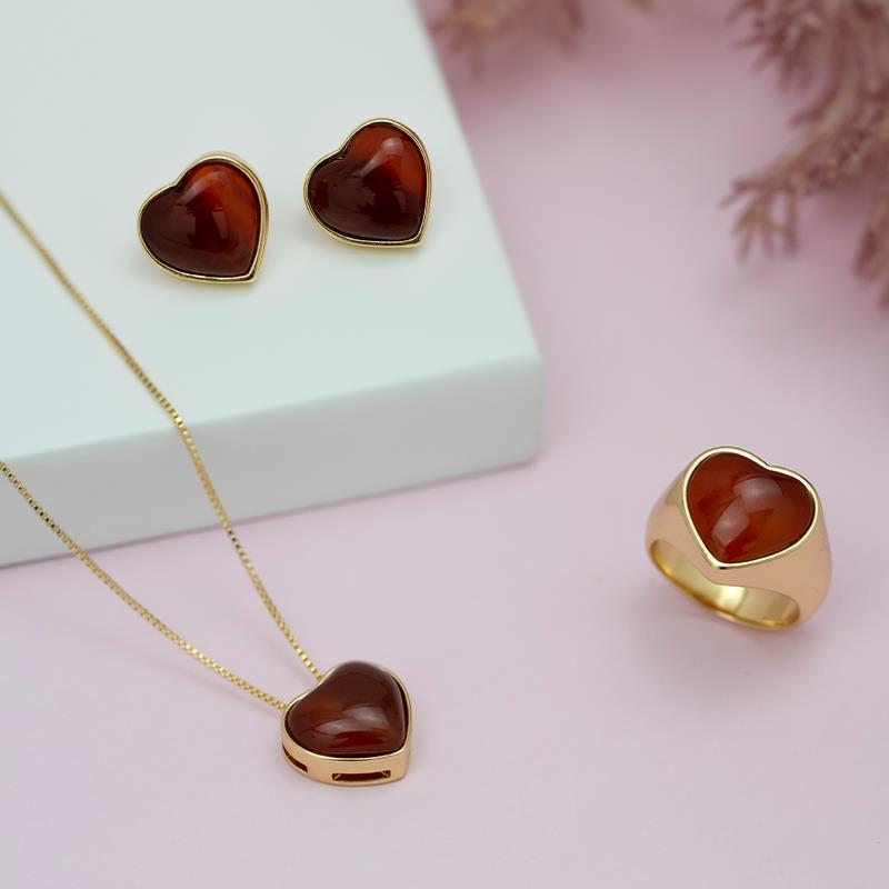 CONJUNTO FOLHEADO A OURO