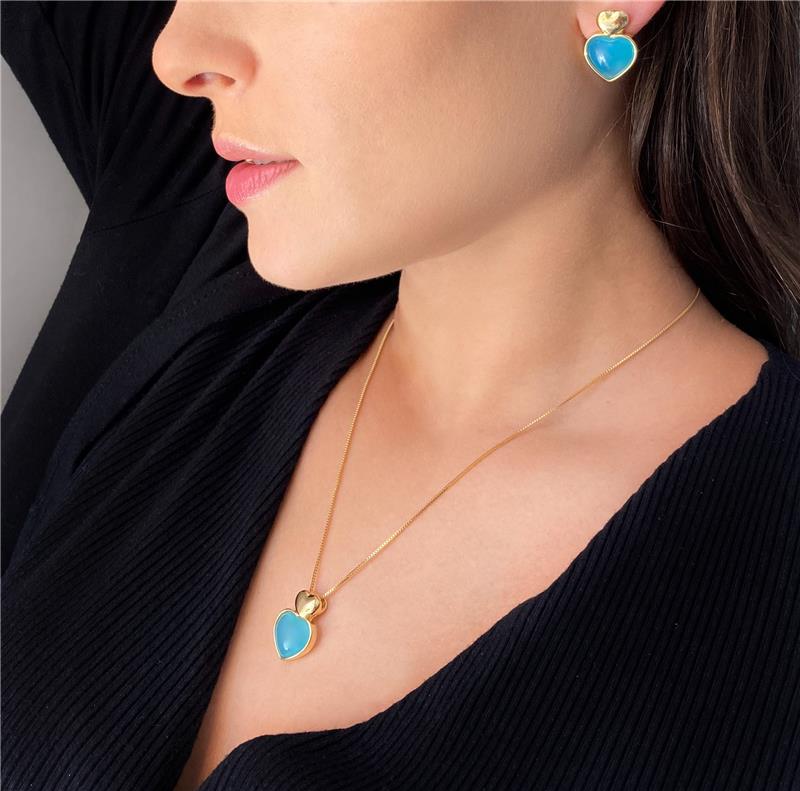 CONJUNTO FOLHEADO A OURO